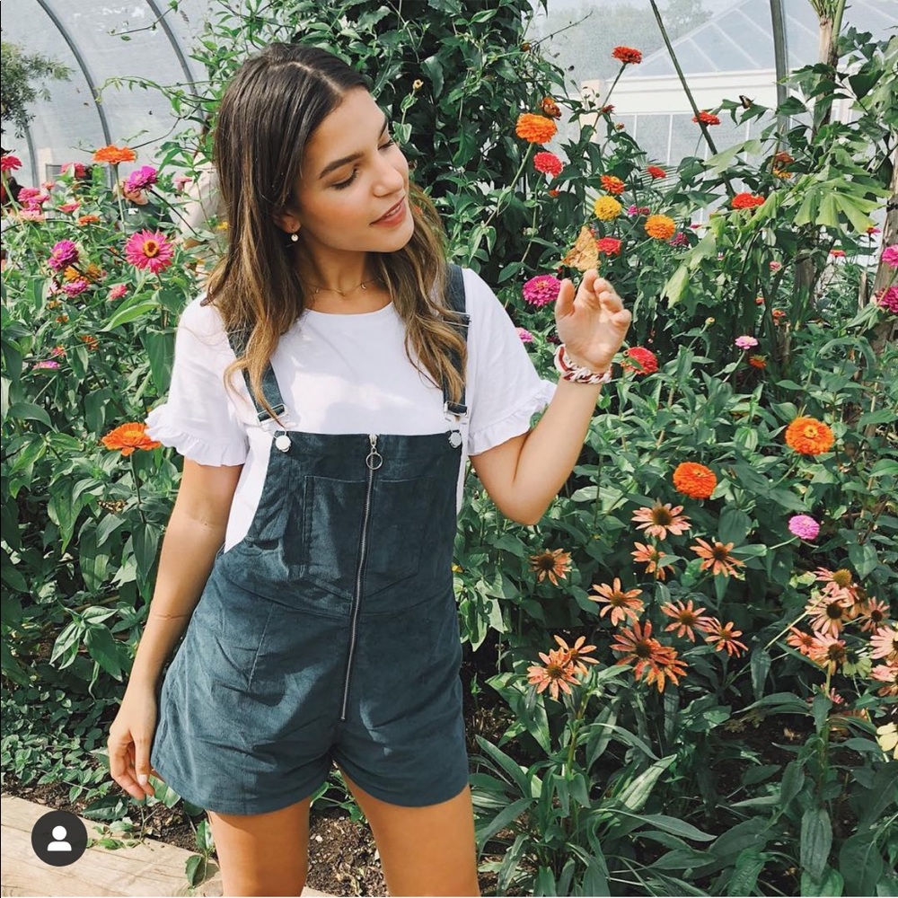 Princess Polly Dark Green Cord Overalls